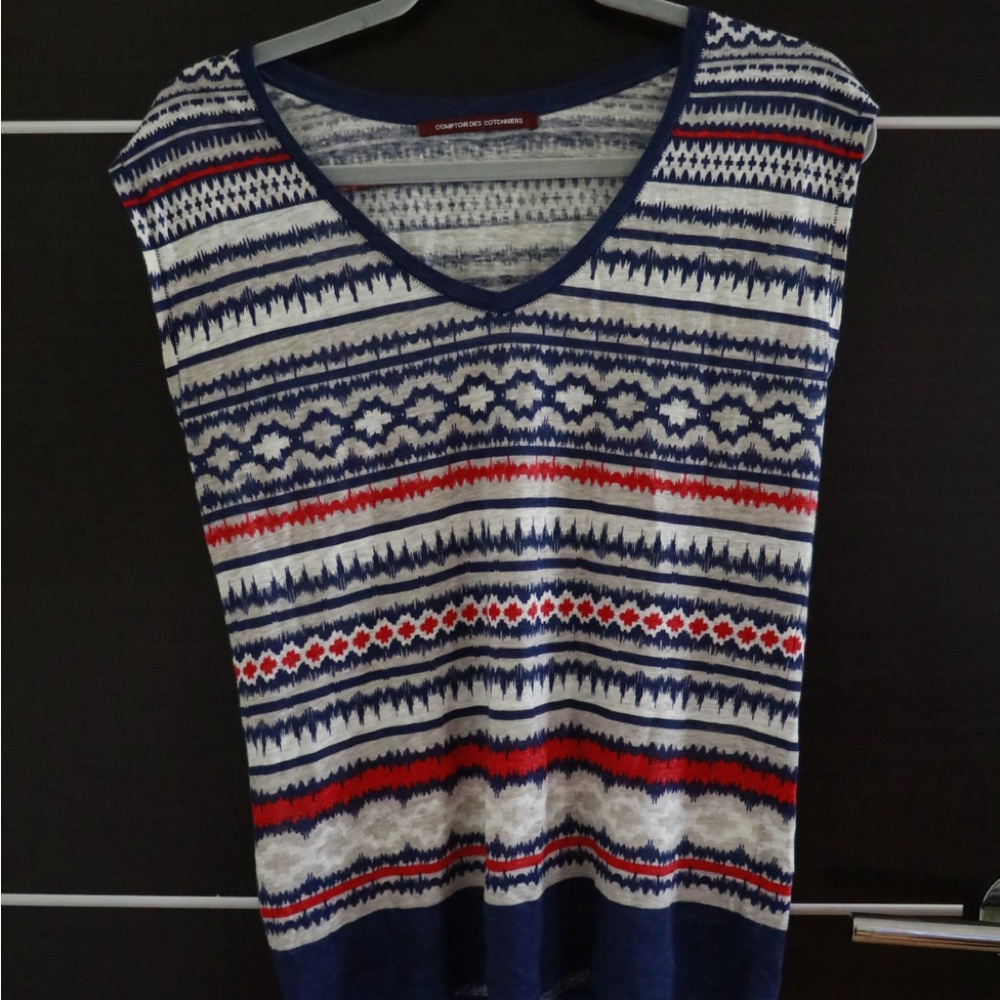 Comptoir Des Cotonniers Blue and Red Patterned Shirt